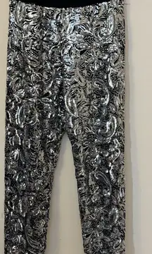 Anthropologie Porridge Pascaline Crisp Silver Sequined Fully Lined Pants S