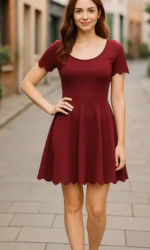 Vanity Room Dress Scallop Hem