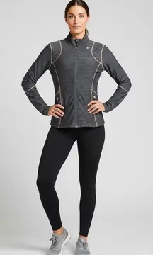 Asics Zip Up Athletic Jacket Womens Small Grey Heathered Running Lightweight