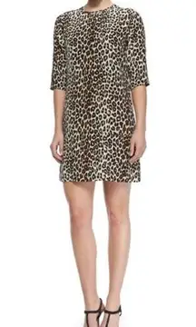 Equipment Aubrey Silk Mini Shift Cream Black Leopard Print Dress Size XS NWT