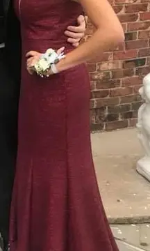 Camille La Vie Maroon Sparkly Prom Dress