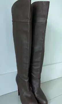 Designer leather high knee boots