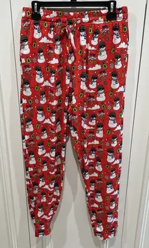 MAIN & LOCAL Christmas Pajama Bottom Pants "Up To Snow Good" Medium Snowman