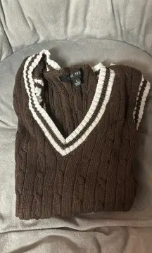 Brown Knit Sweater Vest