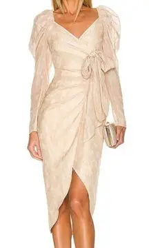 Tularosa Renee Midi Dress in Sandstone with Shimmer Size S