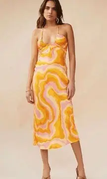 Anthropologie  X Suboo Cloud Keyhole Slip Dress, Yellow Retro Maxi Size XS