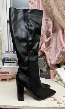 Fashion Nova Women’s Knee High Boots Ladies Block Heel Pointed Toe Size 7.5