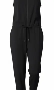 Wildfang Black Sleeveless Utility Jumpsuit XS One Piece Mock Neck Drawstring