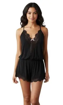 Victoria’s Secret Open Back Modal Romper Black Size XL Cottagecore Coquette Cute