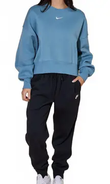 Nike Sportswear Phoenix Fleece Over-Oversized Crew-Neck Sweatshirt Blue NWT XL