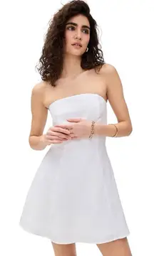 Favorite Daughter The Favorite Mini Strapless Linen Dress, White, Size 8, NWT