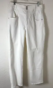 Pilcro‎ and the letterpress boyfriend white jeans high rise double button sz 29