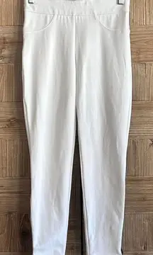 Slim Factor by Investments White Stretch Crop Pants Size S Pom Pom Hem
