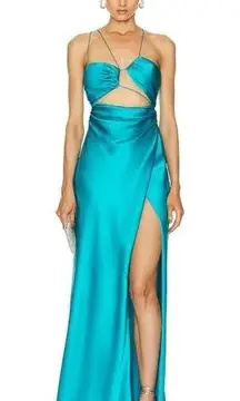 The Sei for FWRD Asymmetric Strappy Gown in Aqua Blue Size 8 Silk Sleeveless