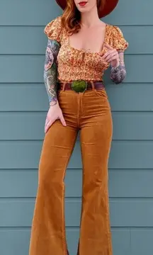 ROLLA’S Women’s East Coast Cord Flare Bootcut Pants in Tan Size 28