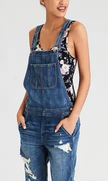 American Eagle Outfitters Blue Distressed Overalls