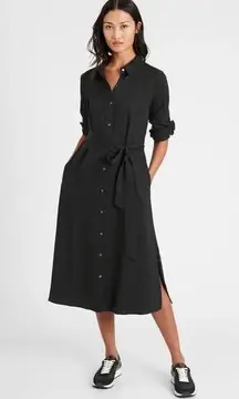 Banana Republic  Long Sleeve Tencel Midi Length Shirt Dress in Black Size XS