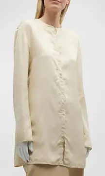 THE ROW Berilla Satin Buttoned Blouse Tea White NWT 2
