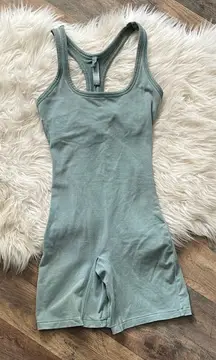 SKIMS Cotton Onesie mid thigh in a light green/sage XS
