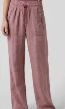 Athleta Cabo Linen Wide Leg Pants in Rust Color Women's Size 4