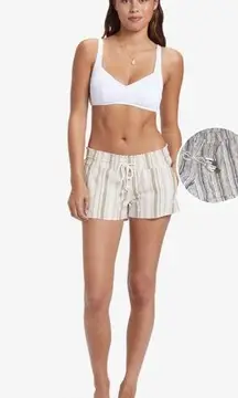 Harmony + Havoc Striped Linen Blend Pull On Casual Shorts X-Large tassel strings