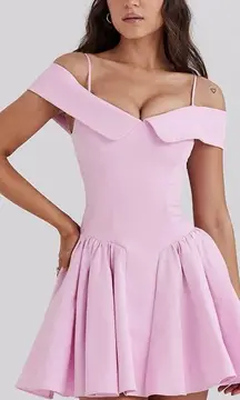 Cotton Candy House of CB 'Elida' Cotton Candy Twill off the shoulder mini dress