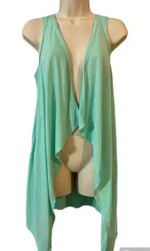 Women’s Open Front Vest Cardigan Mint Green Size Small