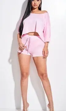 FEW LEFT “Keep It Casual” Purple Front Tie Shirt & Biker Shorts Set