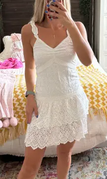 White Eyelet Mini Dress