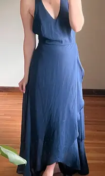 Lulus Navy Halter Gown Size S