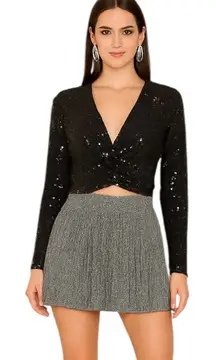 NWT Anthropologie Endless Rose Silver Metallic Pleated Bea Shorts Size S