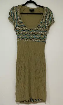 Vintage Coogi Australia Sweater Dress Green Midi Womens Size Small Short Sleeve