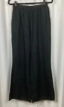 Flax Black Linen Wide Leg Pull On Pants Sz.S