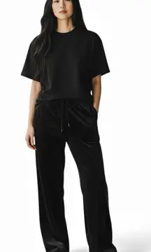 House of Harlow 1960 Black Velvet Drawstring Sweatpants M