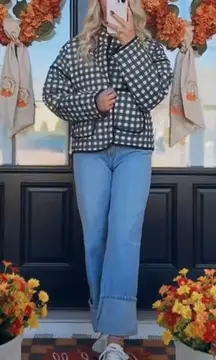 GRACE LILLY Black And White Checkered Quilted Jacket 