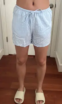 blue linen shorts 