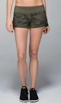 2014 Lululemon Speed Short 2.5” Swift Ultra Savasana Camo Fatigue Green | Rare