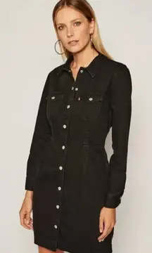 NWT Levis Ellie Denim Dress Womens Small Black Long Sleeve Button