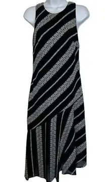 DONNA KARAN New  York Black/White Texture Asymmetrical Hem  Dress EUC 6