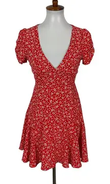 Sundae Muse Dress 6 Red V Neck Short Sleeve Flowy Summer Viral Party