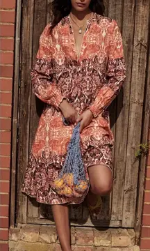 Agua Bendita x Anthropologie Elayna‎ 100% Cotton Puff Sleeve Midi Dress size xl