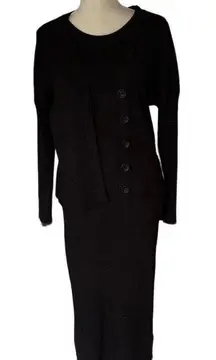 Rachel Zoe Women's charcoal 2-Piece Cardigan & Bodycon Dress Set Size M Casual