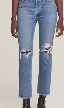 Agolde Riley High Rise Straight Crop Whiplash Jeans