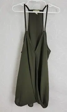 Lily White Womens Dress Small Green Sleeveless Criss Cross Open Back Mini