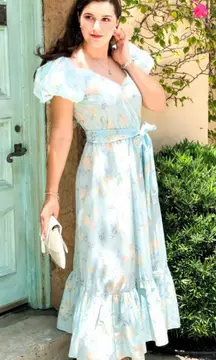 LoveShackFancy x Target Estelle Maxi Puff Sleeve Blue‎ Floral Dress Size M?