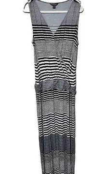 Tommy Bahama  maxi dress Navy blue white A Stripe To Remember drop waist XL