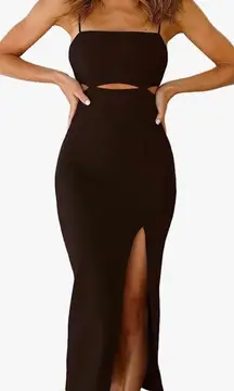 Black Midi Cut-out Dress