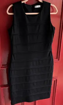 Calvin Klein black sleeveless formal classy work office party sheath dress 10