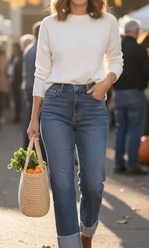 URATV Women's Blue Denim‎ High Waisted Cuffed Straight Leg Jeans Size 28