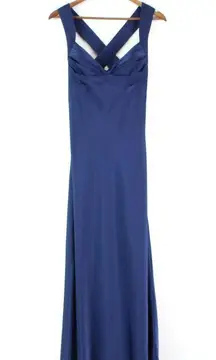 Calvin Klein Sweetheart Cross Back Satin Gown Navy Size 14